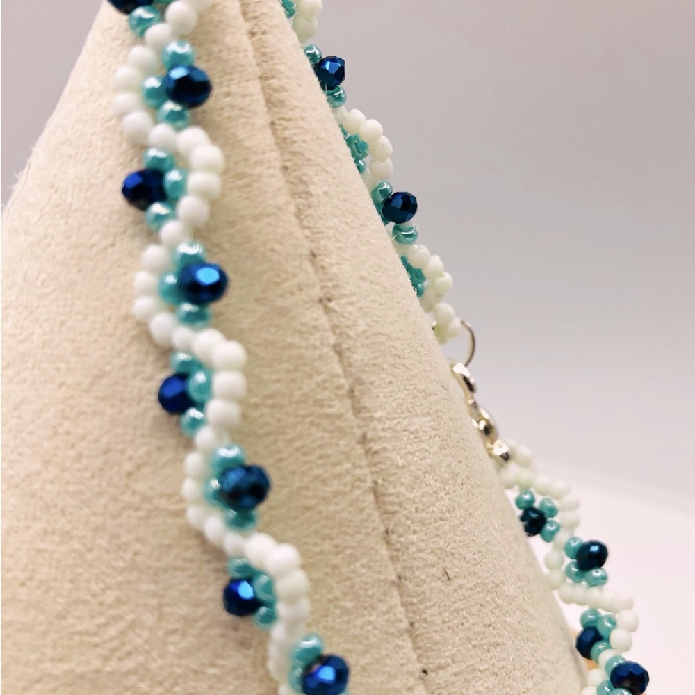 Light Turqouise Blue bracelet White Swirl fashion minimalist NEW - Picture 5 of 5